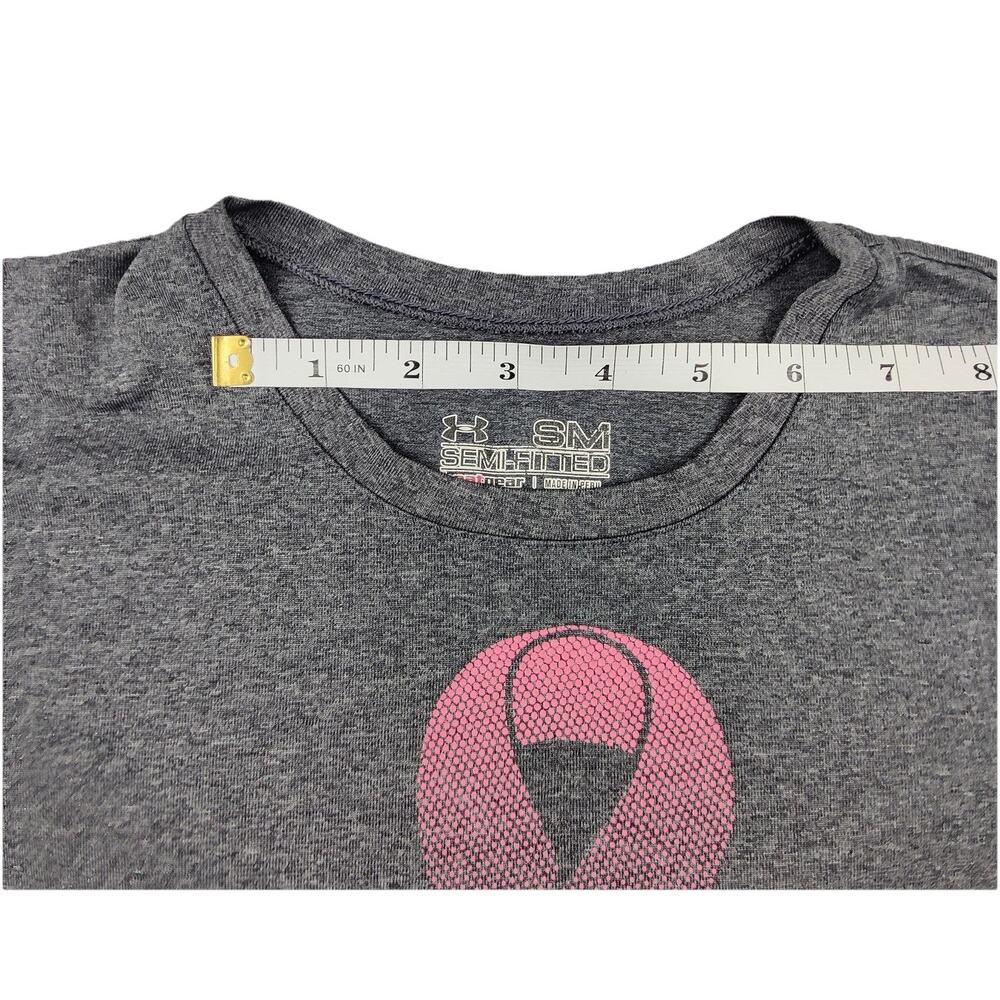 Under Armour HeatGear Shirt Womens Small Gray Power In Pink Long Sleeve Athletic - Picture 8 of 10